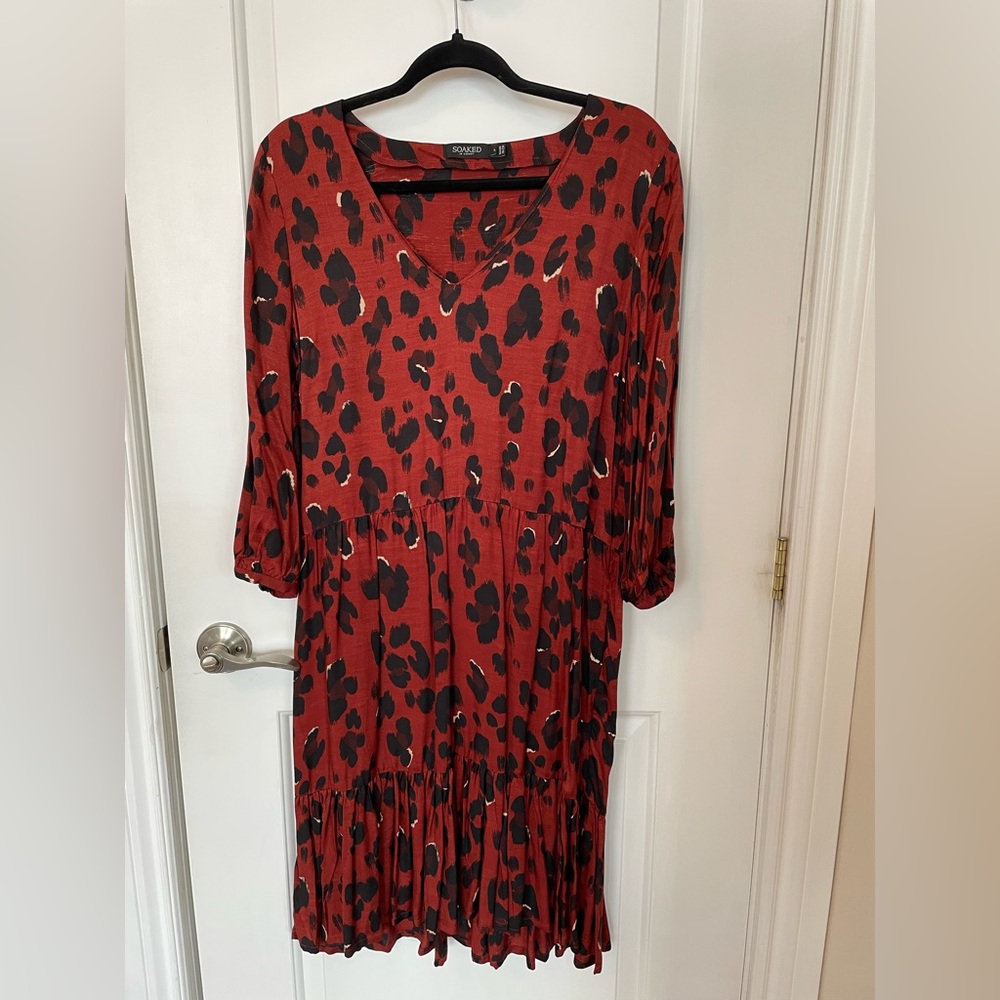 Rust colour animal print dress